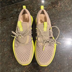 Sorel Kinetic Impact Gray and Neon Yellow Athletic Sneakers